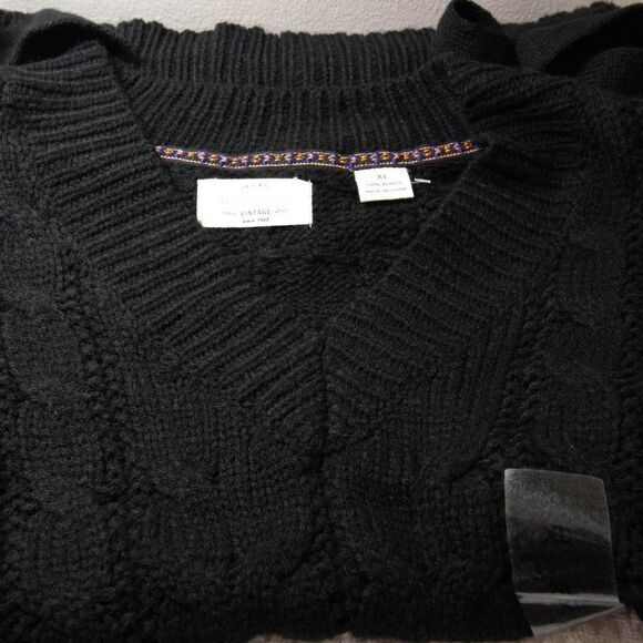 NWOT Weatherproof Vintage V-neck cabled‎ sweater, black, XL - Picture 5 of 10